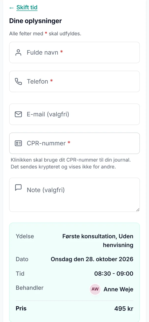 Trin 3: Dine oplysninger