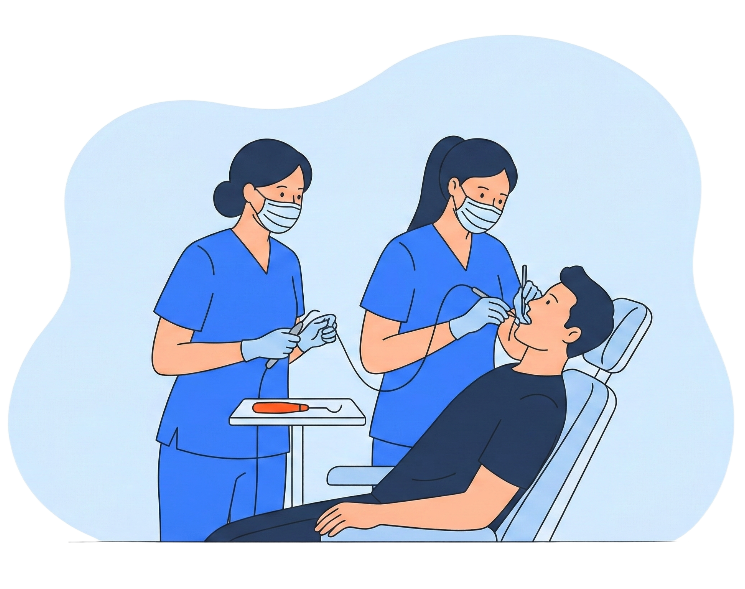 Tandlæge under behandling